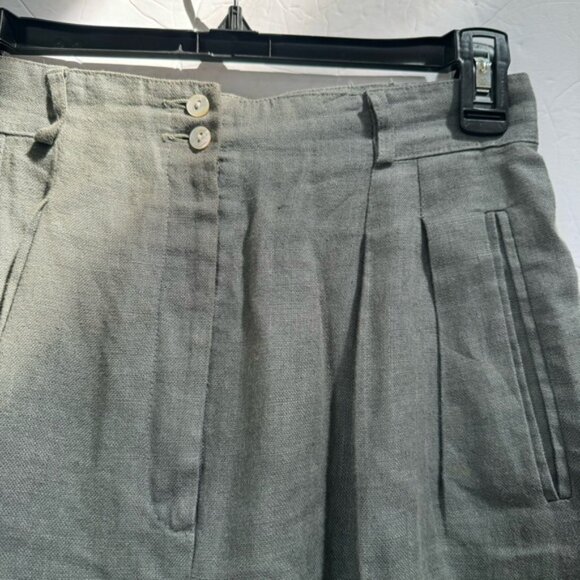 Liz Claiborne Vintage Linen High Waist Pants Cuffs Straight Tapered Leg Pockets - Picture 4 of 16